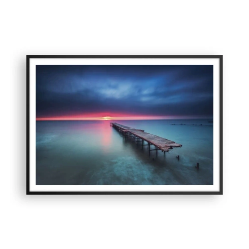 Poster in cornice nera - Un molo di legno che conduce direttamente al mare al tramonto - 100x70cm - Tra il cielo e la terra - Decorazione murale moderna per soggiorno e camera da letto ARTTOR