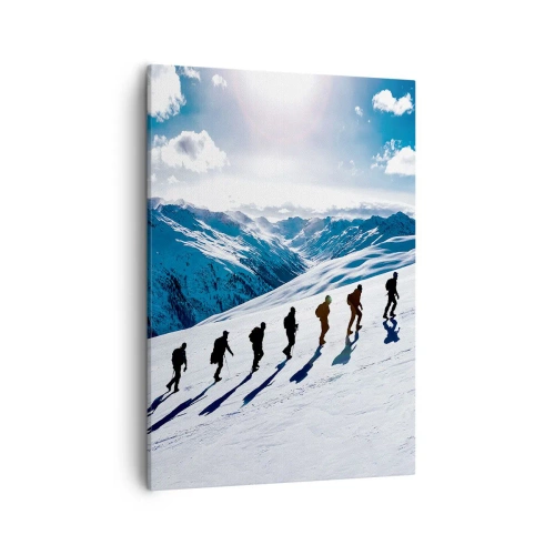 Quadro su tela - Stampe su Tela - Un gruppo di alpinisti che scalano un pendio innevato - 50x70cm - La squadra dei conquistatori - Decorazione murale moderna per soggiorno e camera da letto ARTTOR