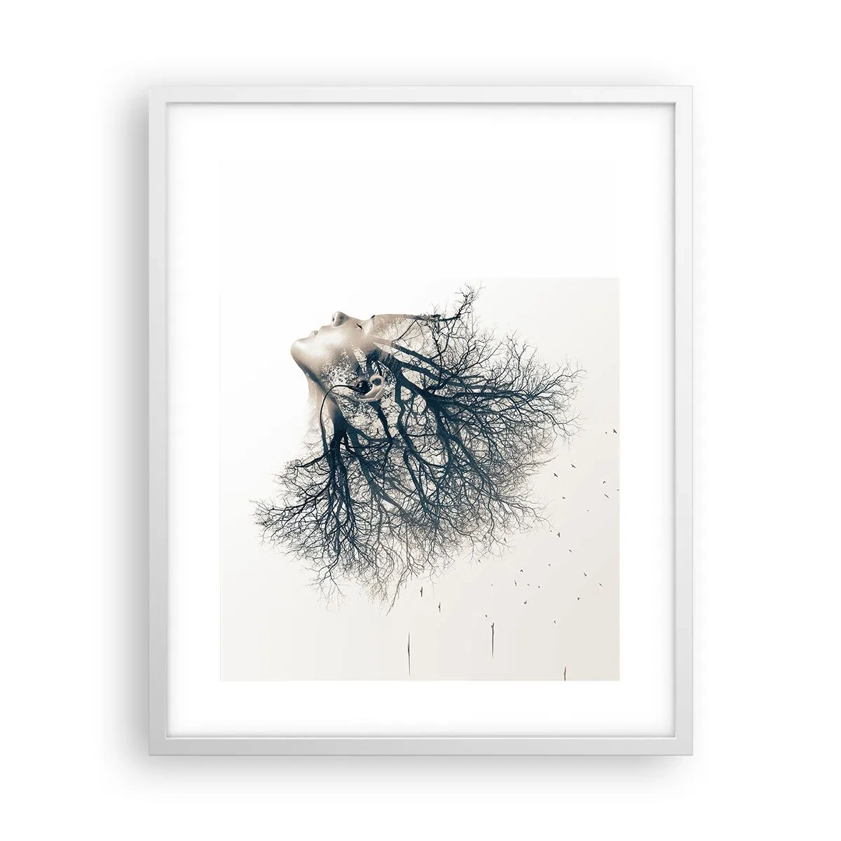 Poster in cornice bianca - In ascolto del sussurro dell'albero - 40x50 cm