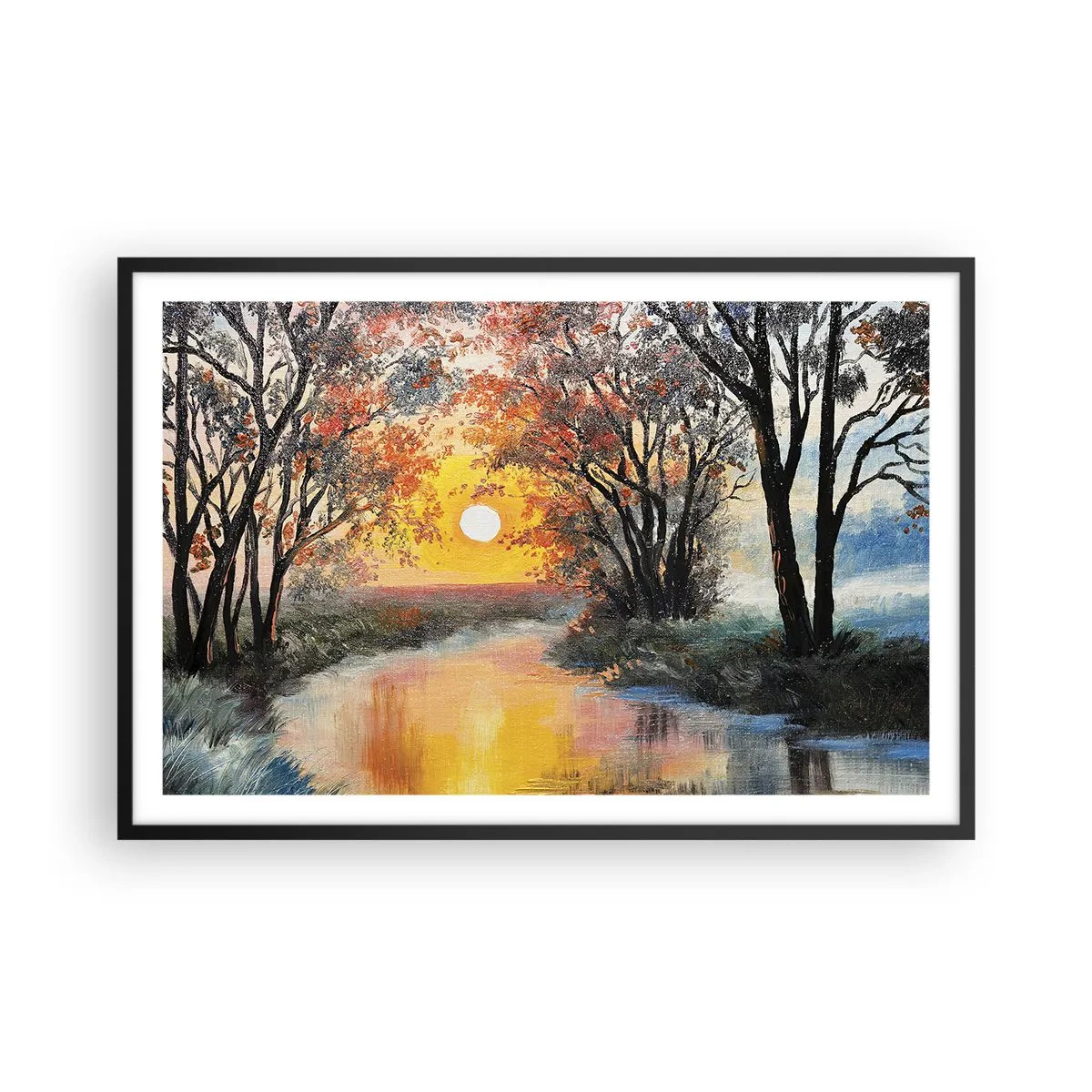 Poster in cornice nera - Atmosfera autunnale - 91x61 cm