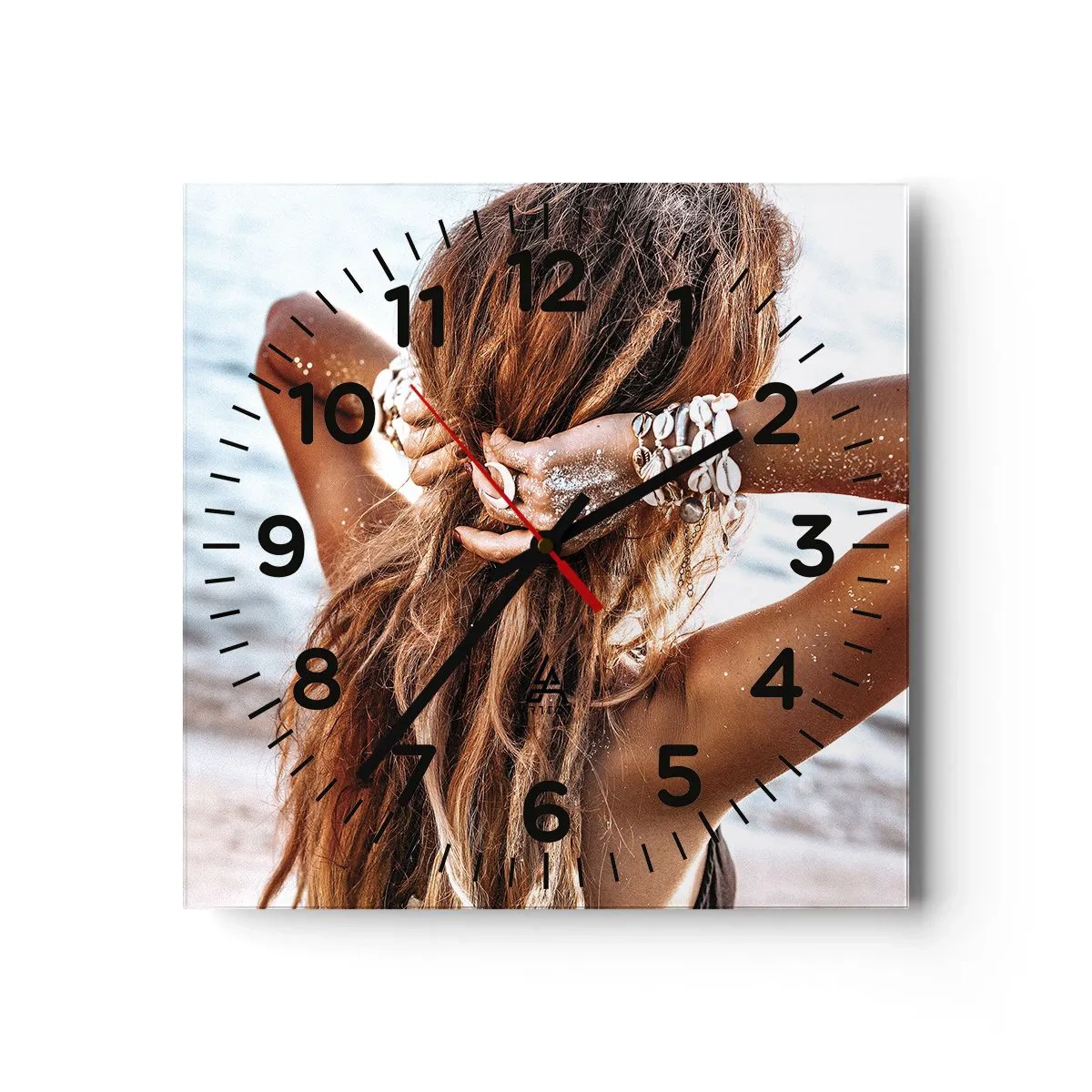 Orologio da parete - Orologio in Vetro - Sorella dell'acqua e del sole - 40x40 cm