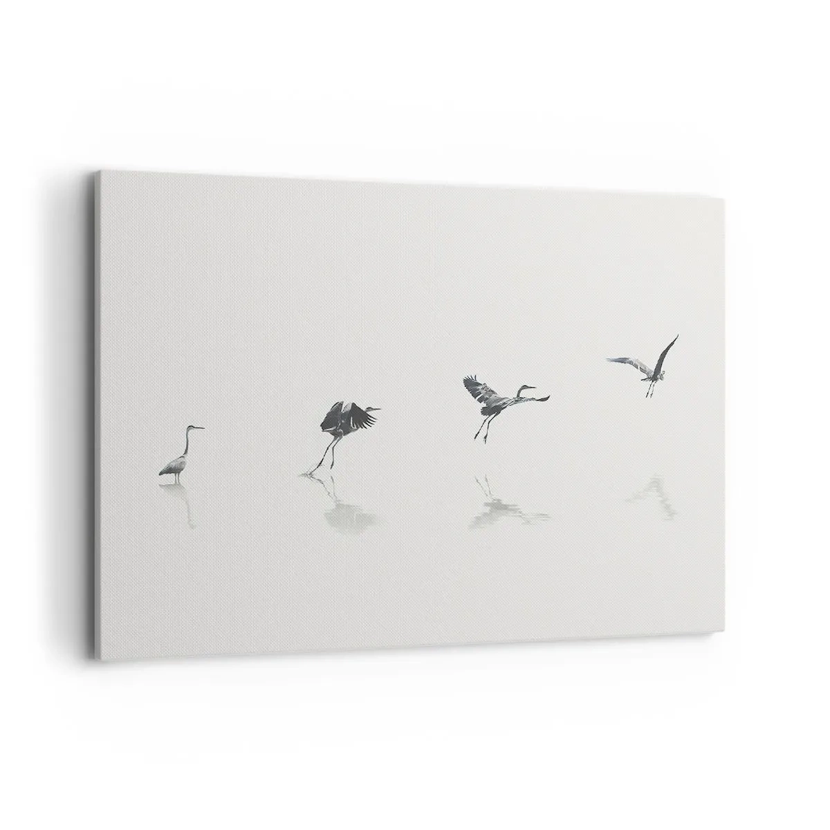 Quadro su tela - Stampe su Tela - Quattro sagome di uccelli riflesse nell'acqua calma - 100x70cm - Quattro semplici passi - Decorazione murale moderna per soggiorno e camera da letto ARTTOR
