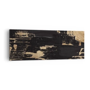 Quadro su tela - Stampe su Tela - Composizione astratta nei toni del nero e dell'oro - 140x50cm - Tracce del contatto - Decorazione murale moderna per soggiorno e camera da letto ARTTOR