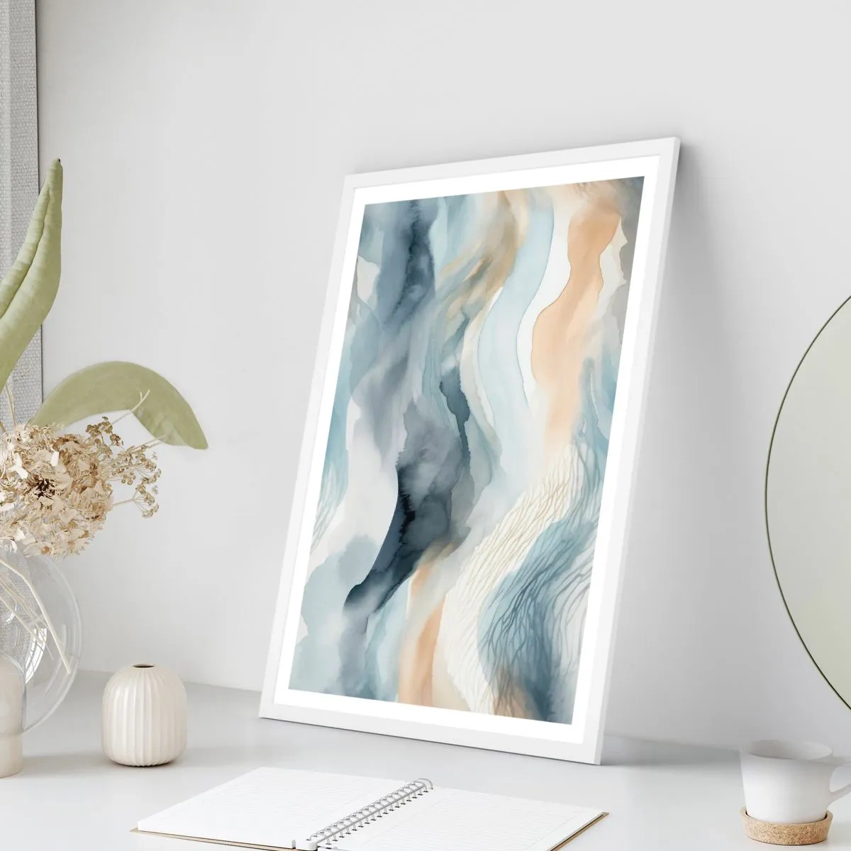 Poster in cornice bianca - Astrazione nevosa e nebbiosa - 30x40 cm