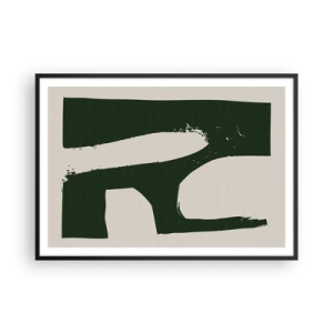 Poster in cornice nera - Astratto minimalista in verde su sfondo chiaro - 100x70cm - Golfi di bianco - Decorazione murale moderna per soggiorno e camera da letto ARTTOR
