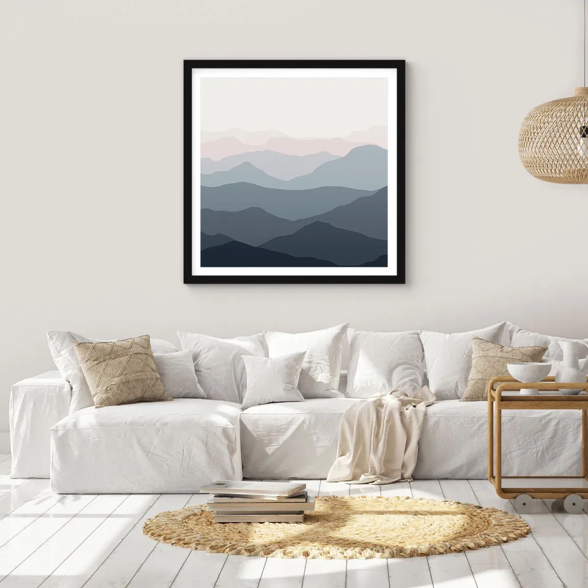 Poster in cornice nera - Le onde dei monti - 30x30 cm