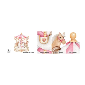 Campione di Fotomurale Adesivo Deluxe Sticker - Il dolce mondo dell'infanzia - Giostra, Femminile, Cavalli - 100x30 cm