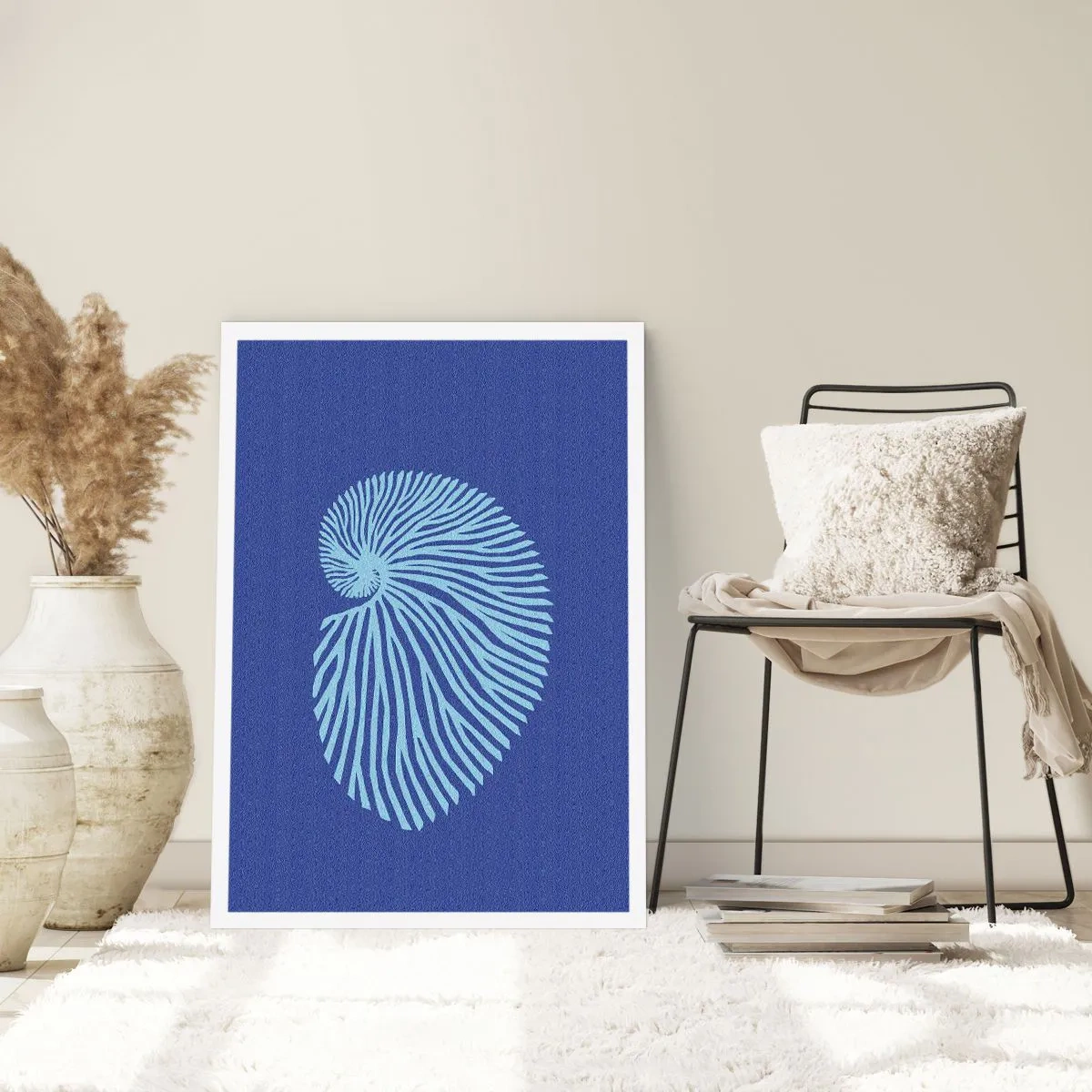 Poster - Grafica stilizzata di conchiglie disposte a spirale - 50x70cm - La nascita della conchiglia - Decorazione murale moderna per soggiorno e camera da letto ARTTOR