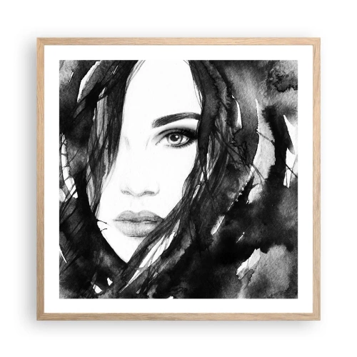 Poster in cornice rovere chiaro - Ritratto di donna in bianco e nero - 60x60 cm
