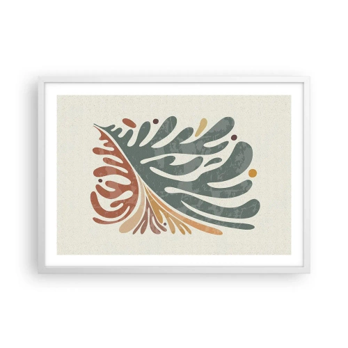 Poster in cornice bianca - Foglia multicolore - 70x50 cm