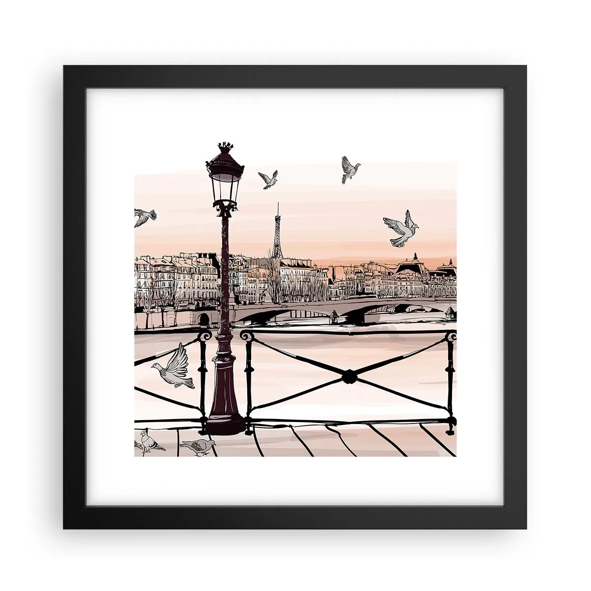 Poster in cornice nera - Sui tetti di Parigi - 30x30 cm