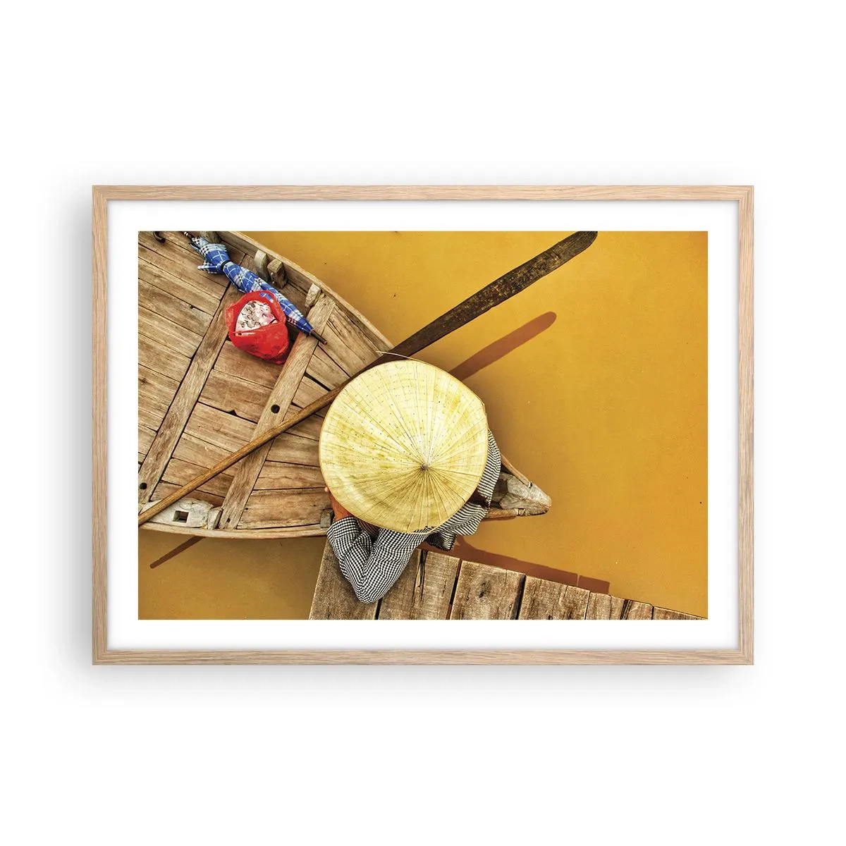 Poster in cornice rovere chiaro - Vita sul Fiume Giallo - 70x50 cm