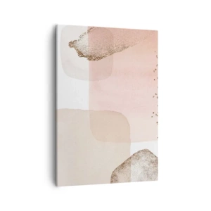 Quadro su tela - Stampe su Tela - Macchie pastello con elementi dorati - 50x70cm - Incontro attraverso il colore - Decorazione murale moderna per soggiorno e camera da letto ARTTOR