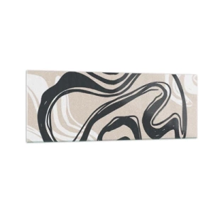Quadro su vetro - Linee astratte in tonalità scure su uno sfondo beige - 140x50cm - Espressione moltiplicata - Decorazione murale moderna per soggiorno e camera da letto ARTTOR