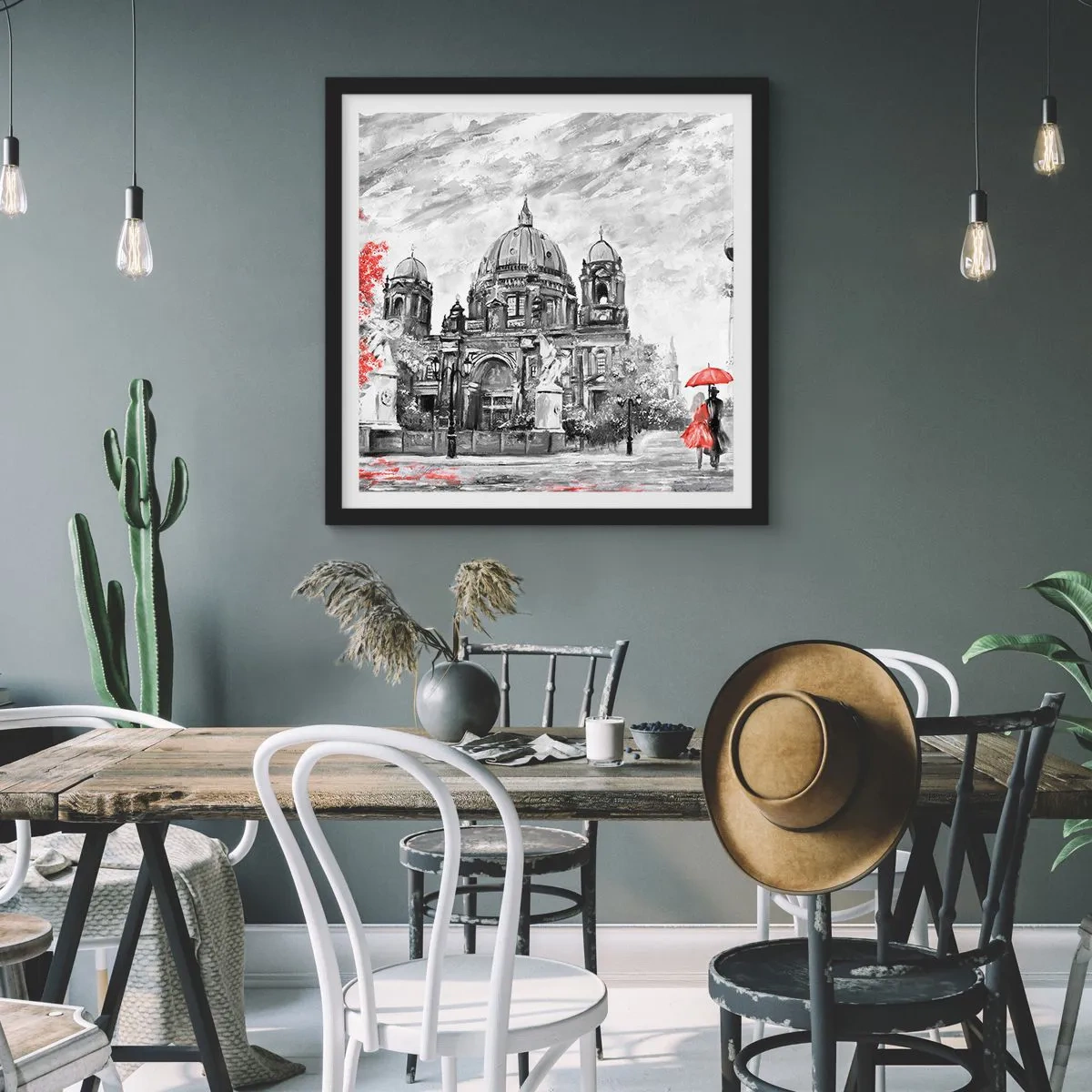 Poster in cornice nera - Incontro a Berlino - 60x60 cm