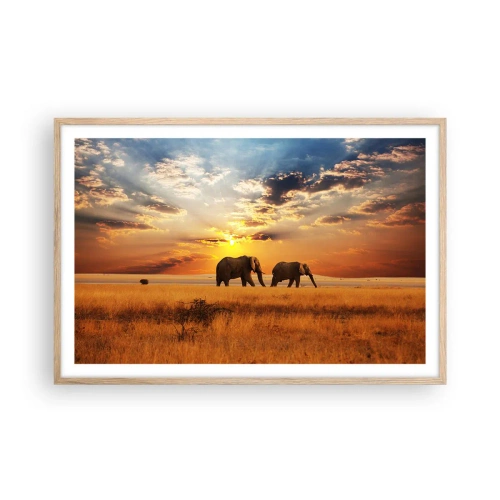 Poster in cornice rovere chiaro - Passeggiata familiare - 91x61 cm