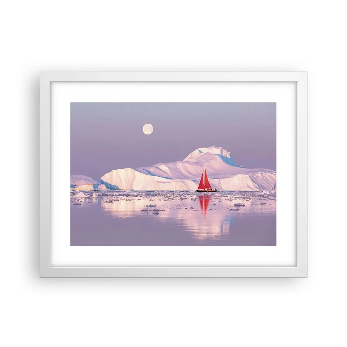 Poster in cornice bianca - Calore della vela, gelo del ghiaccio - 40x30 cm