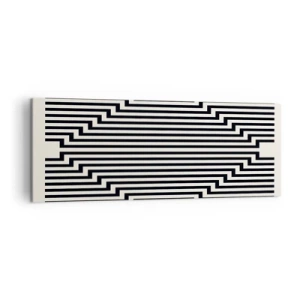 Quadro su tela - Stampe su Tela - Linee bianche e nere che creano un effetto di illusione geometrica - 140x50cm - Illusione geometrica - Decorazione murale moderna per soggiorno e camera da letto ARTTOR