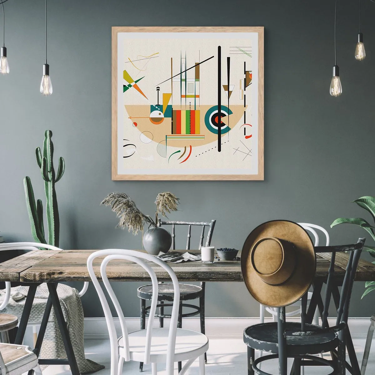 Poster in cornice rovere chiaro - E il mondo ride - 60x60 cm