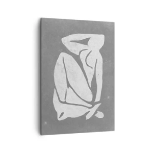 Quadro su tela - Stampe su Tela - Un disegno di silhouette minimalista su uno sfondo grigio - 50x70cm - Pensierosa - Decorazione murale moderna per soggiorno e camera da letto ARTTOR