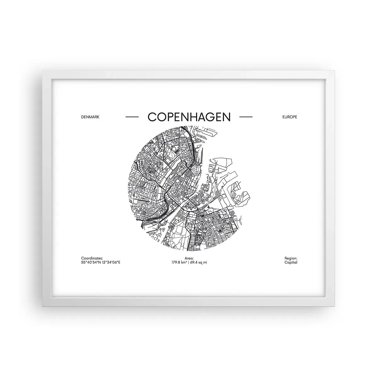 Poster in cornice bianca - Anatomia di Copenaghen - 50x40 cm