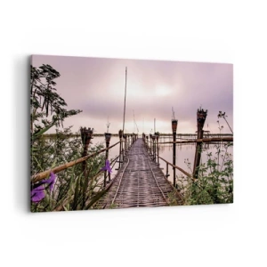 Quadro su tela - Stampe su Tela - Ponte di bambù sull'acqua all'alba - 100x70cm - Pace e silenzio dell'Asia - Decorazione murale moderna per soggiorno e camera da letto ARTTOR