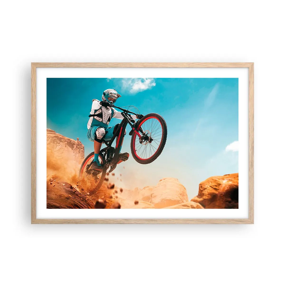 Poster in cornice rovere chiaro - Il demone della follia ciclistica - 70x50 cm
