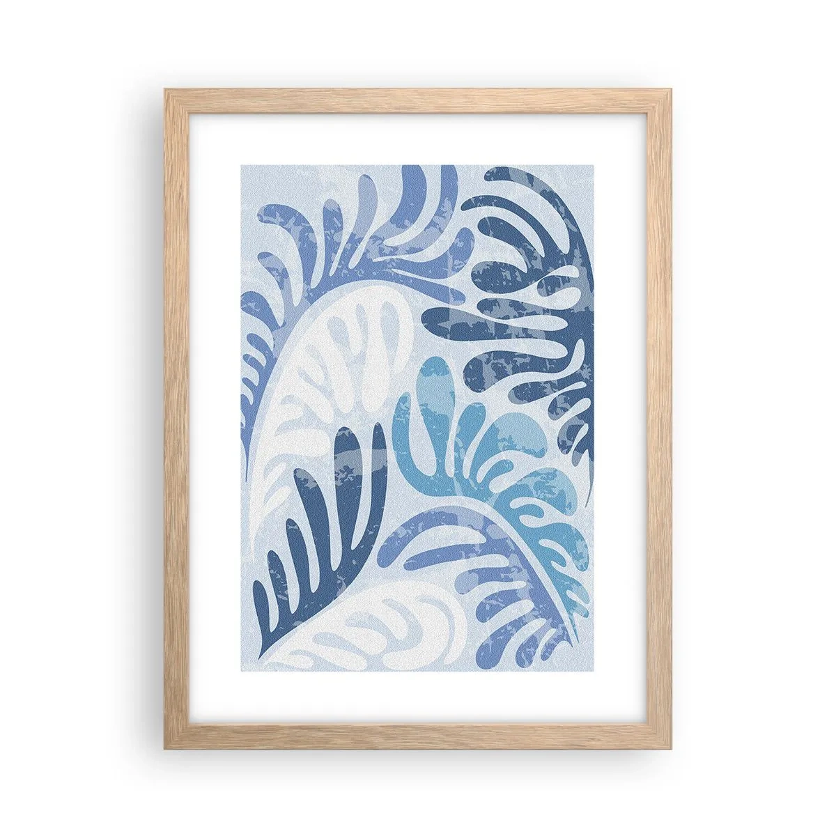 Poster in cornice rovere chiaro - Felci blu - 30x40 cm