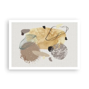 Poster - Una composizione di forme astratte nei toni del beige e del giallo. - 100x70cm - Schizzologia applicata - Decorazione murale moderna per soggiorno e camera da letto ARTTOR