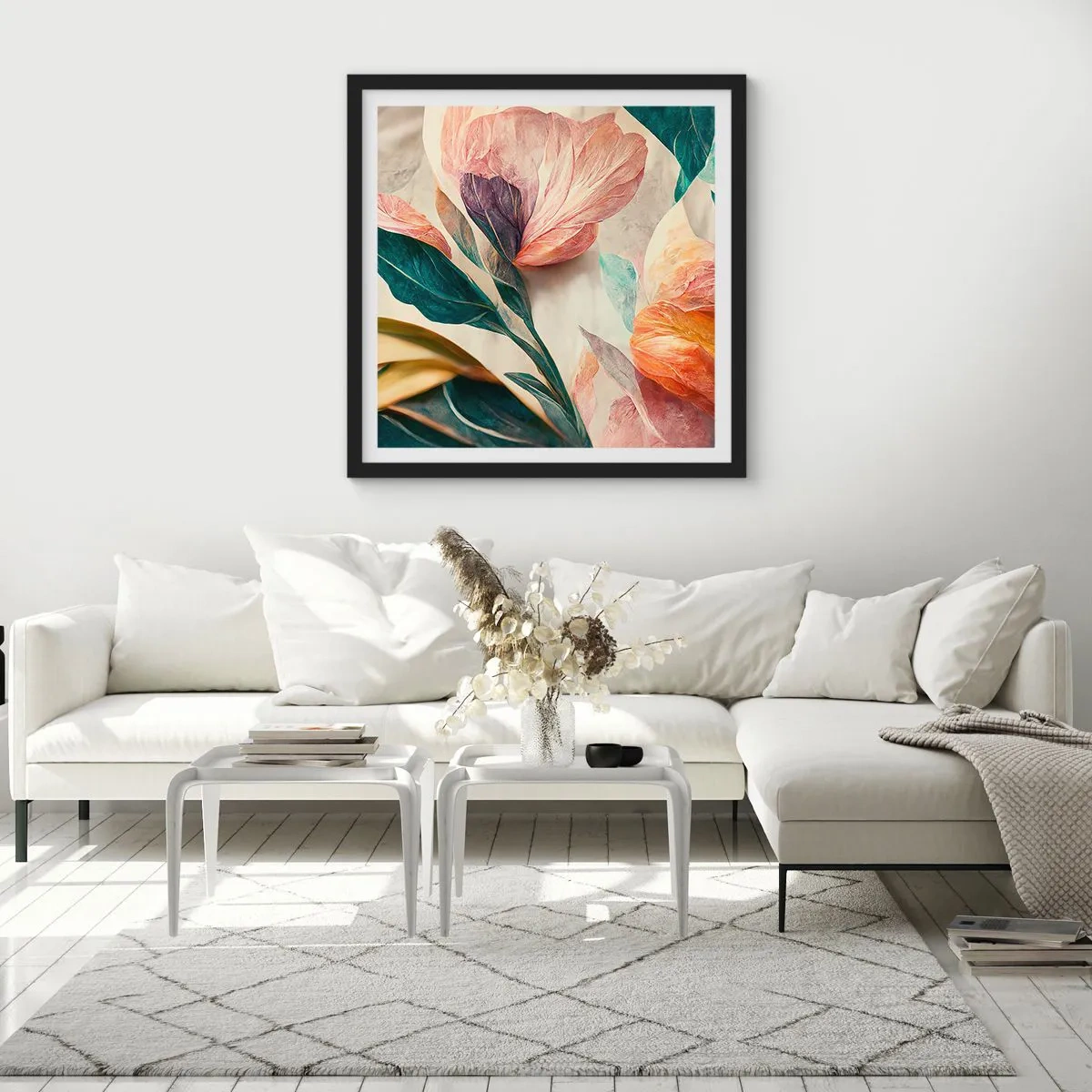 Poster in cornice nera - I fiori delle isole del sud - 30x30 cm
