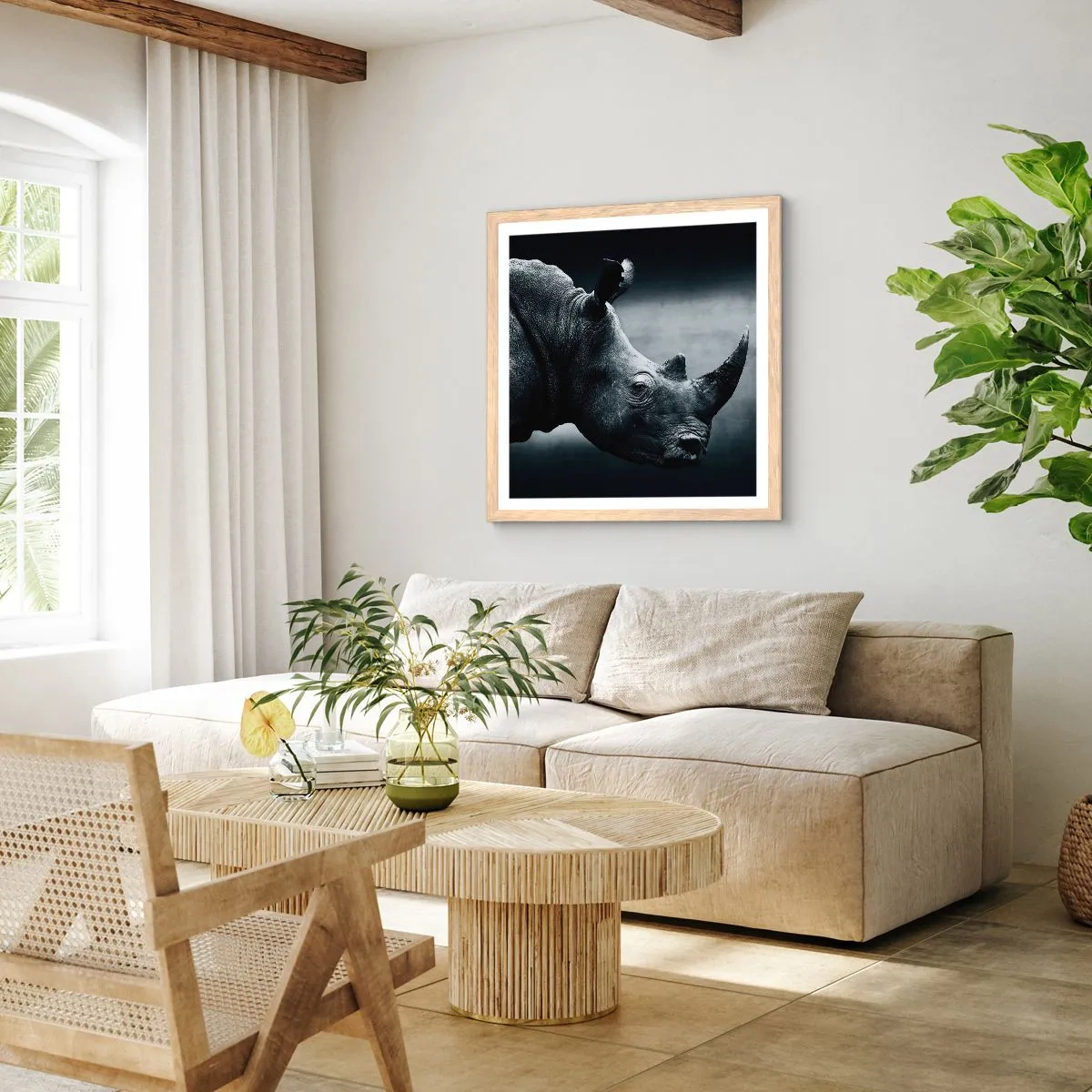 Poster in cornice rovere chiaro - Profilo destro - 50x50 cm