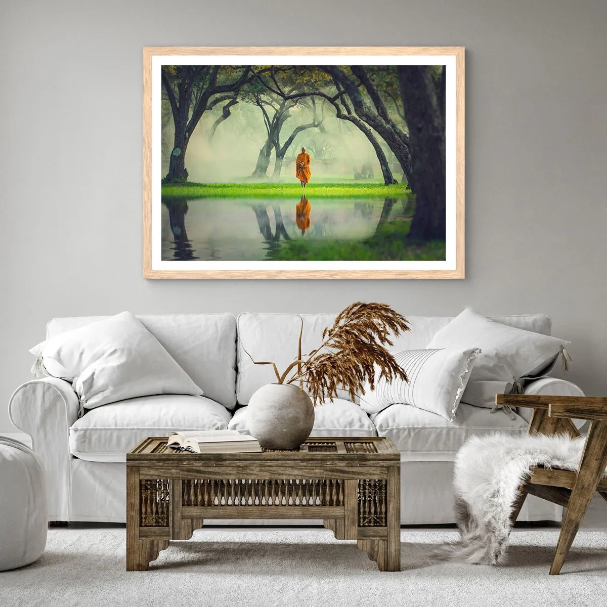 Poster in cornice rovere chiaro - In cammino verso l'illuminazione - 50x40 cm