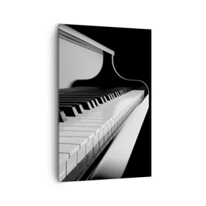 Quadro su tela - Stampe su Tela - Tasti del pianoforte in un'elegante ripresa in bianco e nero - 80x120cm - Armonia di forme e colori - Decorazione murale moderna per soggiorno e camera da letto ARTTOR