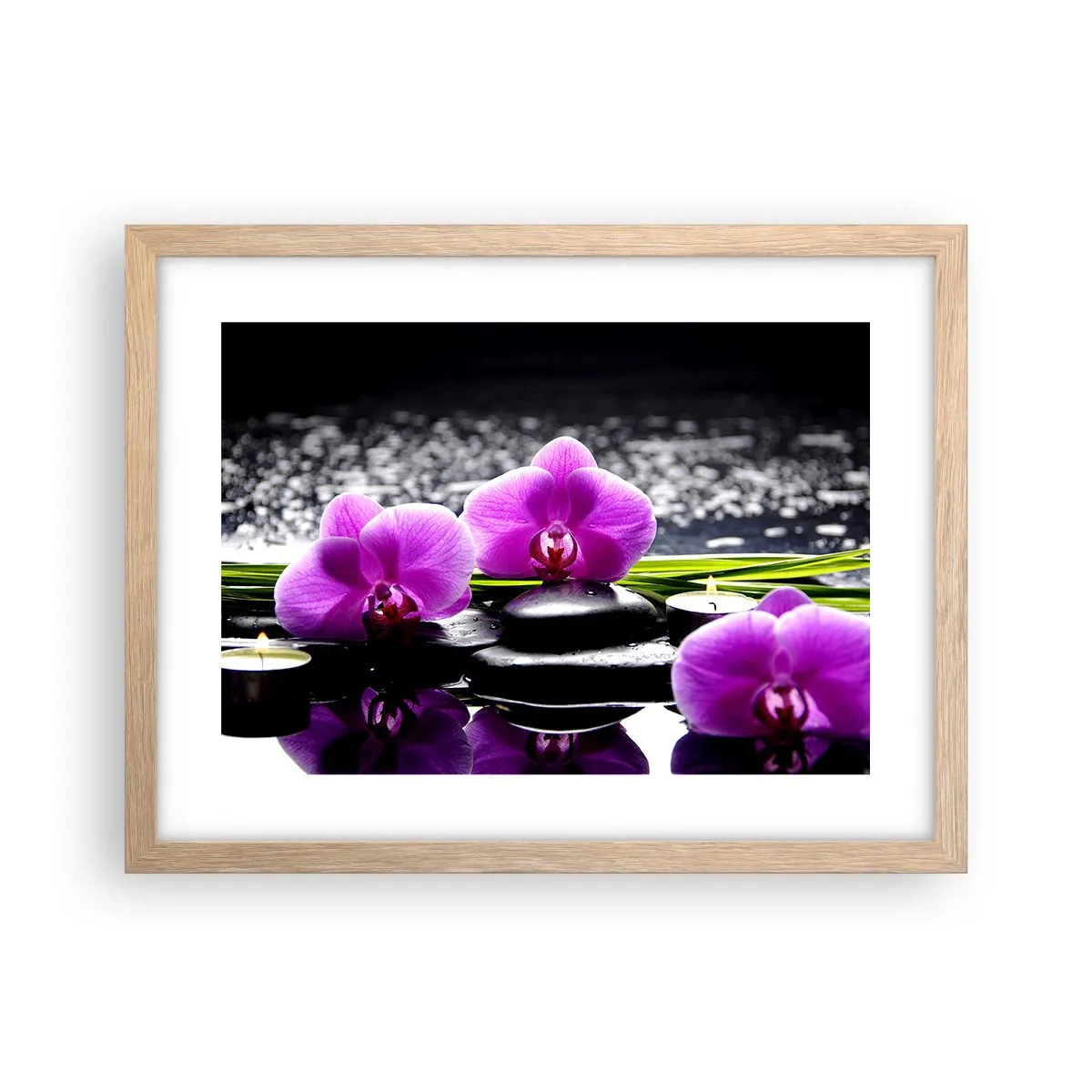 Poster in cornice rovere chiaro - Annegare nel silenzio e nella pace - 40x30 cm