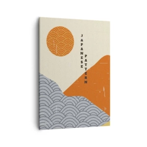 Quadro su tela - Stampe su Tela - Motivi giapponesi con montagne, sole e stile minimalista - 50x70cm - Spirito giapponese - Decorazione murale moderna per soggiorno e camera da letto ARTTOR