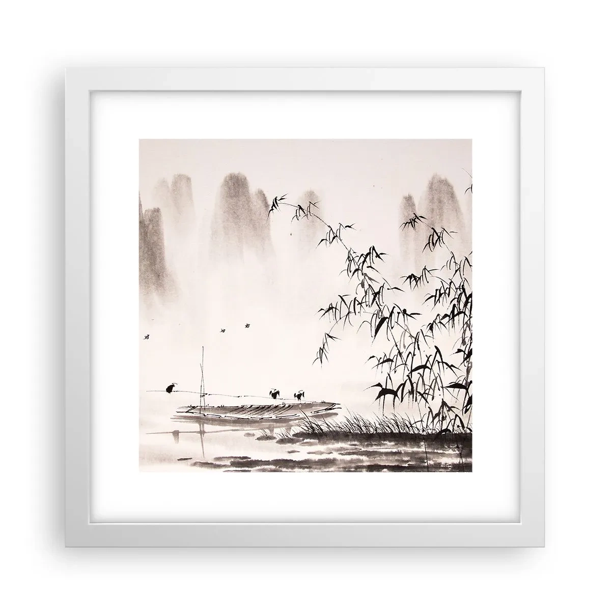 Poster in cornice bianca - Il silenzio dei campi di riso - 30x30 cm