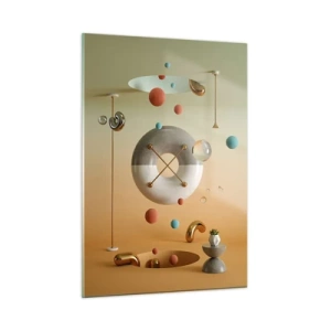 Quadro su vetro - Figure geometriche in colori pastello in uno spazio astratto - 50x70cm - Tutto può succedere - Decorazione murale moderna per soggiorno e camera da letto ARTTOR
