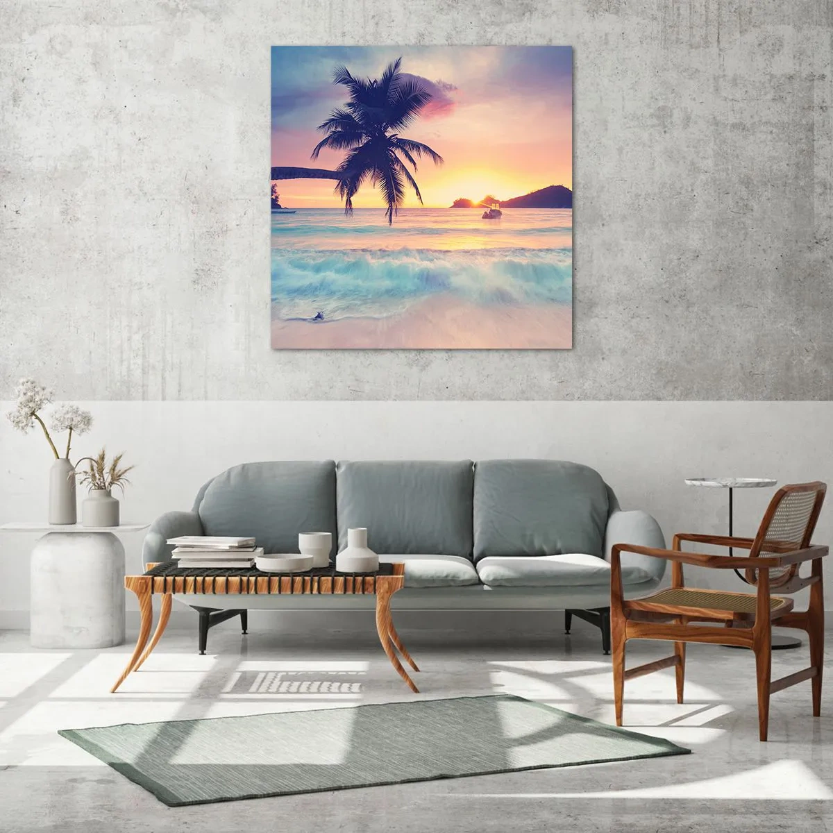 Quadro su vetro - Sera nell'insenatura - 70x70 cm