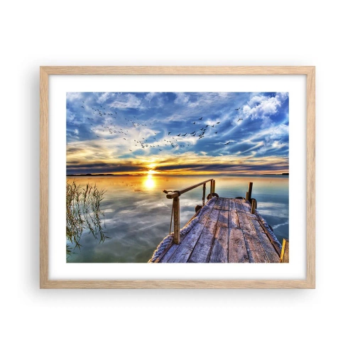 Poster in cornice rovere chiaro - Il vento è andato a dormire - 50x40 cm