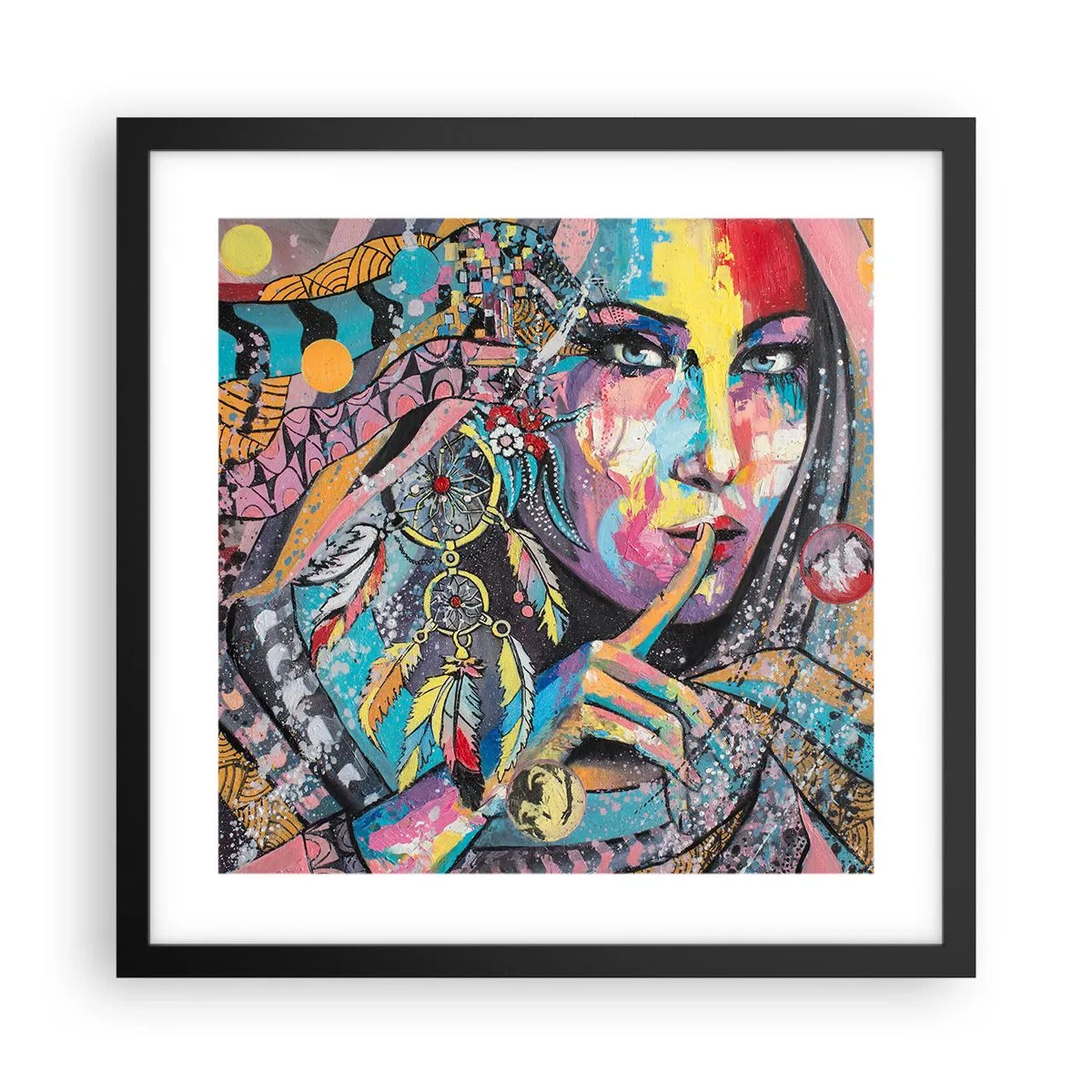 Poster in cornice nera - Taci, finché capirai - 40x40 cm