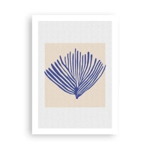 Poster - Grafica stilizzata di una pianta marina a forma di ventaglio - 50x70cm - Ventaglio blu - Decorazione murale moderna per soggiorno e camera da letto ARTTOR