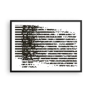 Poster in cornice nera - Linee astratte con effetto invecchiato in bianco e nero - 70x50cm - Ritmo e rumore - Decorazione murale moderna per soggiorno e camera da letto ARTTOR