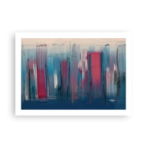 Poster - Composizione verticale in blu e rosso - 70x50 cm