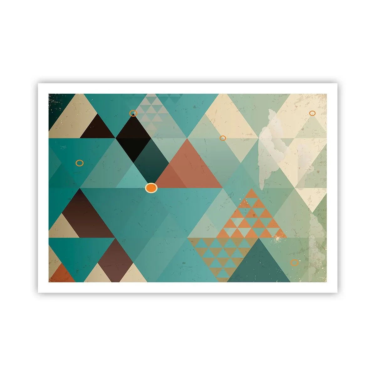 Poster - Motivi geometrici nei toni del turchese e del marrone - 100x70cm - Unità della molteplicità, molteplicità dell'unità - Decorazione murale moderna per soggiorno e camera da letto ARTTOR