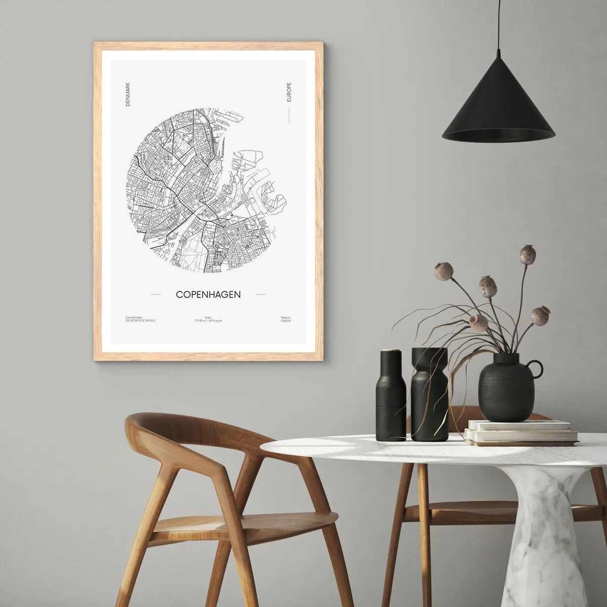 Poster in cornice rovere chiaro - Anatomia di Copenaghen - 70x100 cm