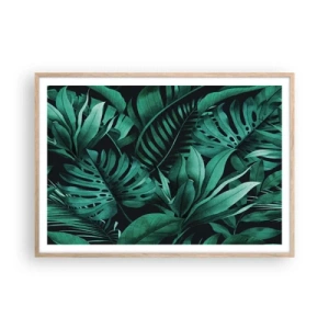 Poster in cornice rovere chiaro - Dal profondo del verde tropicale - 100x70 cm