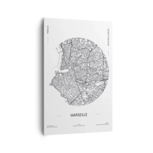 Quadro su tela - Stampe su Tela - Mappa di Marsiglia in stile minimalista - 80x120cm - Anatomia di Marsiglia - Decorazione murale moderna per soggiorno e camera da letto ARTTOR