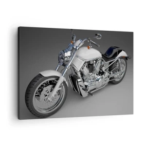 Quadro su tela - Stampe su Tela - Motocicletta cruiser bianca su sfondo grigio - 70x50cm - Viene voglia di inginocchiarsi - Decorazione murale moderna per soggiorno e camera da letto ARTTOR