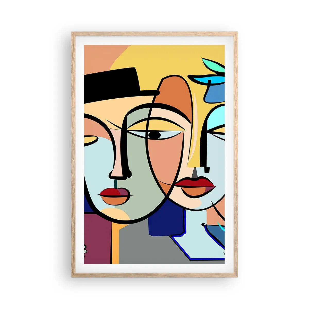 Poster in cornice rovere chiaro - Appuntamento in stile Picasso - 61x91 cm