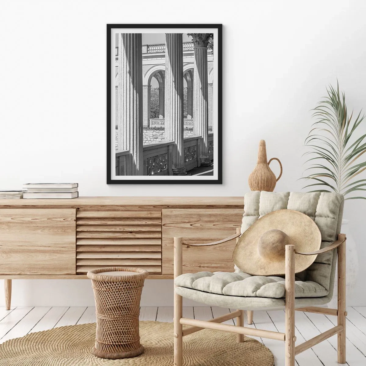 Poster in cornice nera - Portico soleggiato - 70x100 cm